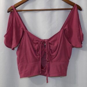 Adam Levine Mauve Cold Shoulder Cutout Crop Top Size Medium NWOT